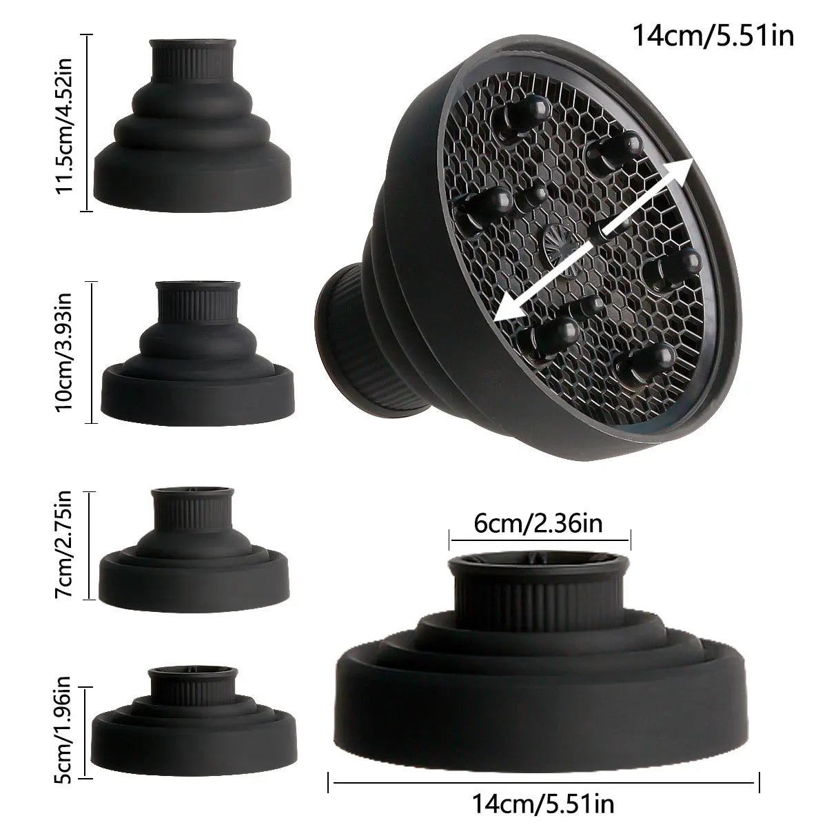 Salon Tool Universal Silicone Hairdryer Diffuser Cover Adjustable Foldable Temperature Resistant Dispersing Drying Hair Dryer