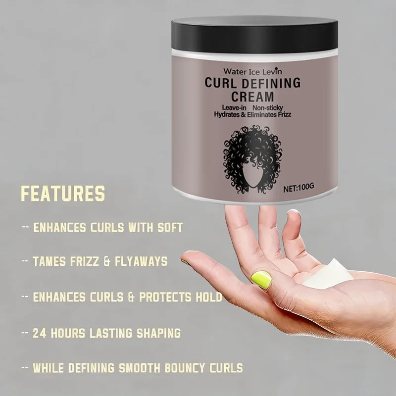 Curl Defining Cream 100g, Leave-in Styling Cream with Coconut Oil, Frizz Control & Shine, Non-Sticky Formula, Fast Delivery