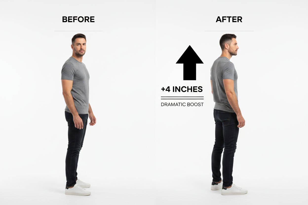 Height Booster Before and After - Dramatic